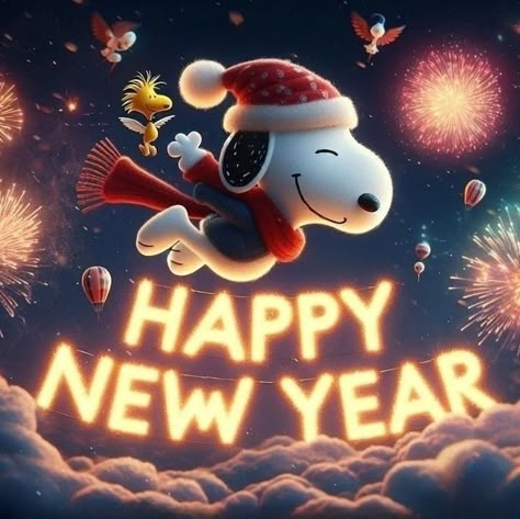 Snoopy Happy New Year, Snoopy New Year, Snoopy Happy Dance, Peanuts Gang Christmas, Snoopy Tattoo, Good Morning Snoopy, Happy New Year Fireworks, Snoopy Collectibles, Peanuts Charlie Brown Snoopy