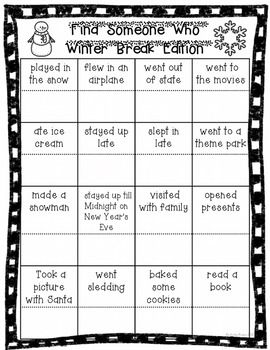 Find Someone Who....Winter Break Edition Christmas Worksheets, Family Presents, Teacher Worksheets, Winter Break, Daily Routines, Find Someone Who, Find Someone, Classroom Activities, First Day