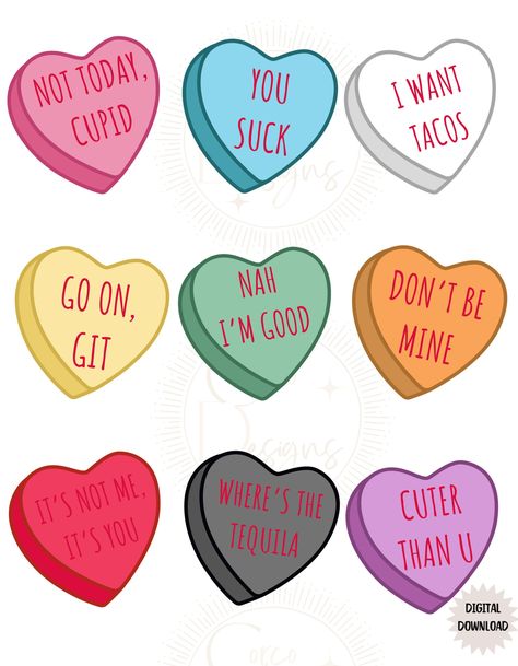 Valentines Day Hearts Candy, Valentines Day Jokes, Feminism Stickers, Valentines Candy, Valentine Candy Hearts, Loom Designs, Easy Valentine Crafts, Hearts Png, Anti Valentines