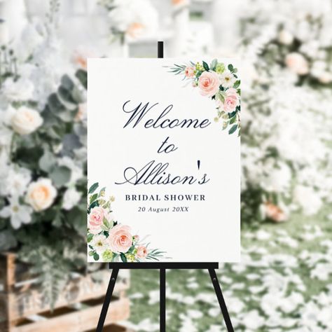 watercolor blush floral bridal shower welcome sign Blush Pink Bridal Shower, Floral Wedding Sign, Rose Gold Bridal Shower, Jasmine Bridal, Shower Foam, Boho Bridal Shower, Gold Bridal Showers, Pink Bridal Shower, Bridal Shower Welcome Sign