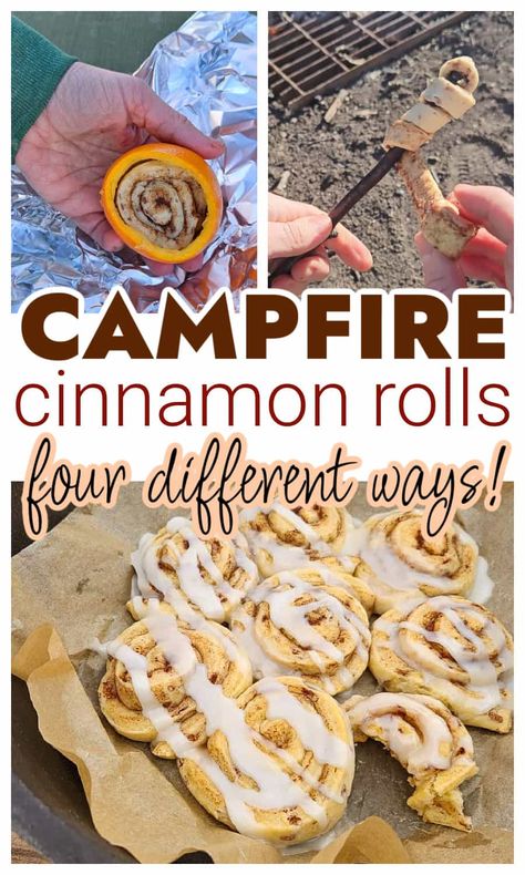 Campfire Cinnamon Rolls - Four Different Methods that Work - Refresh Camping Campfire Cinnamon Rolls, Pie Iron Recipes, Make Cinnamon Rolls, Camping Food Make Ahead, Camping Food List, Campfire Desserts, Pie Iron, Camping Menu, Camping Dishes