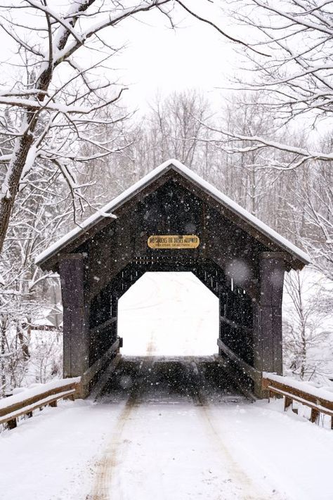 Scenes of Winter in Stowe, Vermont - New England Today Stowe Vermont Winter, Winter Scenes Wonderland, New England Christmas, Vermont Winter, England Winter, Stowe Vermont, Small Town America, Ski Town, Covered Bridge