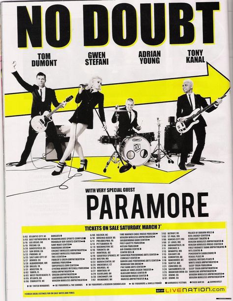 Media Coursework: Research of tour posters Paramore Tour Poster, Band Tour Poster, Tour Poster Design, Media Coursework, Concert Tour Poster, Paramore Concert, Noisy Neighbors, Music Poster Ideas, Concert Flyer