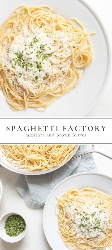 Mizithra Cheese, Spaghetti Factory, Spagetti Recipe, Julie Blanner, Cheese Spaghetti, Butter Pasta, Buttered Noodles, Weeknight Dinner Recipes Easy, Pasta Dinners