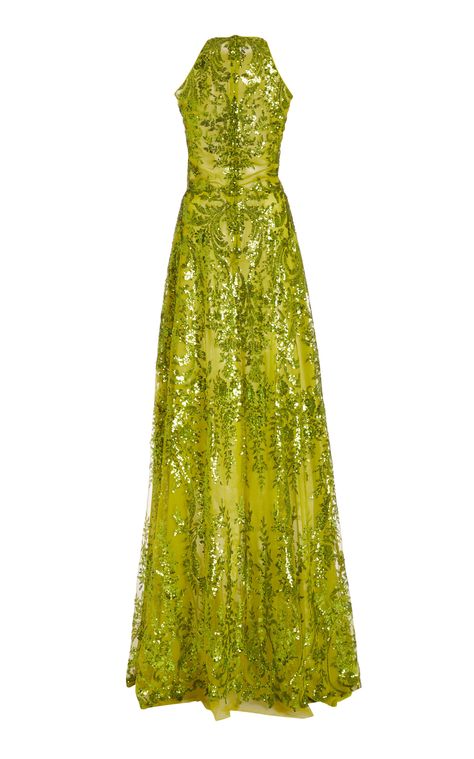 Naeem Khan Embroidered Chiffon Gown Chartreuse Gown, Green Dress Formal, Chartreuse Dress, Fancy Stuff, Abed Mahfouz, Flapper Dresses, Georges Chakra, Charles James, Dresses Silk