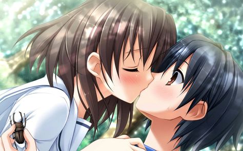 Sweet Anime Kiss 😚 Boy And Girl Wallpaper, Sweet Anime, Manga Eyes, Kiss Art, Romantic Kiss, Lesbian Art, Anime Lover, Anime Base, Guy Drawing