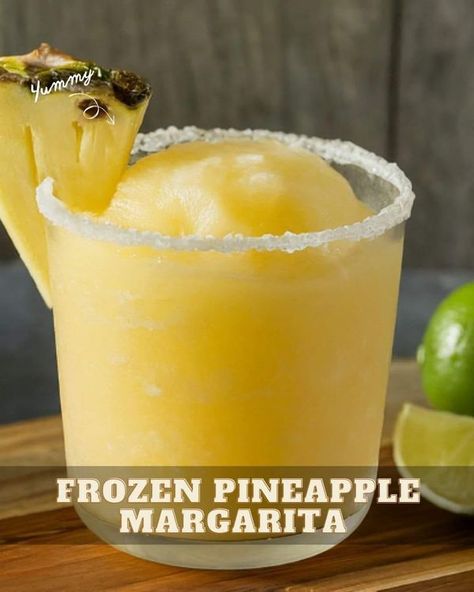 🍹Frozen Pineapple Margaritas🍍🍹 Enjoy... - Clementine Rainey Pinapple Margarita, Frozen Mixed Drinks, Pineapple Margaritas, Pineapple Margarita Recipe, Frozen Drinks Alcohol, Frozen Drink Recipes, Adult Beverages Recipes, Pineapple Benefits, Frozen Cocktail Recipes