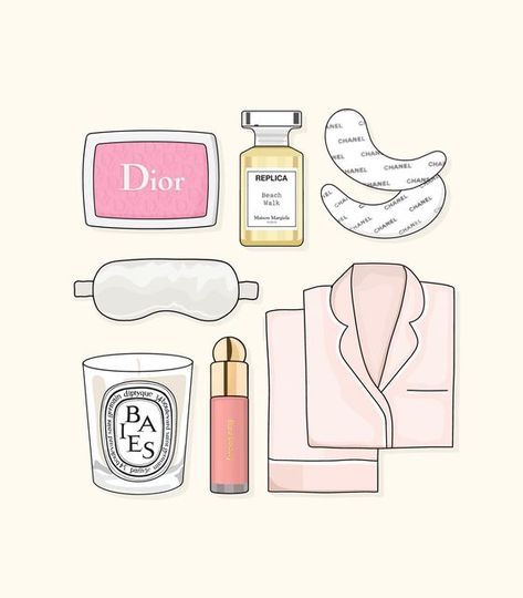 Skincare Illustrator | Emily on Instagram: "Self care day essentials ✨💅🏻"