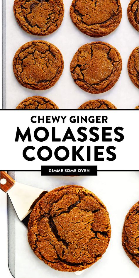 Chewy Ginger Molasses Cookies, Ginger Spice Cookies, Cookies Sans Gluten, Dessert Holiday, Cookie Recipes Chewy, Ginger Molasses, Dessert Sans Gluten, Ginger Molasses Cookies, Gimme Some Oven