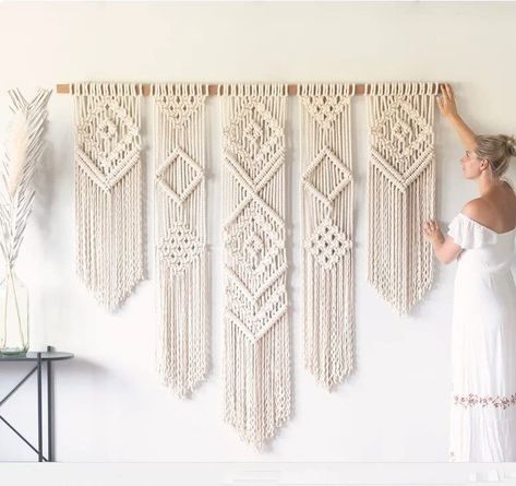 Geometric Macrame, Etsy Macrame, Art Macramé, Macrame Headboard, Macrame Wall Hangings, Macrame Tapestry, Bohemian Wall Hanging, Macrame Wall Hanging Patterns, Macrame Curtain