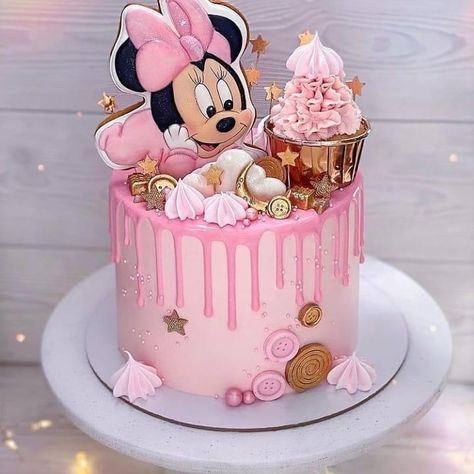 Minnie Mouse Cake Design, Mickey Birthday Cakes, Fairy Birthday Cake, Cake Designs For Girl, Minnie Mouse Birthday Party Decorations, Minnie Mouse Birthday Decorations, Minnie Mouse Birthday Cakes, 10 Birthday Cake, Baby First Birthday Cake