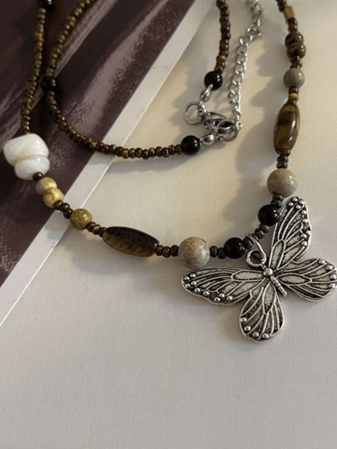 2023 Buy Vintage Beads Stone Butterfly Necklace under US$8 in Necklaces Online Store. Free Shipping with US$69+. Check reviews and buy it today. Style: Casual/Street/Y2K/Vintage/Sweet/Punk/Fairy Grunge Pattern Type: Geometric/Butterfly Material: Alloy, Stone, Beads #y2k #retro #aesthetic #90s #90sfashion #fairy #grunge #grungefashion #backtoschool #backtoschooloutfits #firstdayofschooloutfit #streetstyle #outfits #ootd #trendyoutfits #fashionista #casualoutfits #butterfly #cottagecore Punk Fairy, Butterfly Necklace Silver, Geometric Butterfly, Grunge Pattern, Street Y2k, Grunge Jewelry, Earthy Jewelry, Fairy Jewelry, Vintage Beads