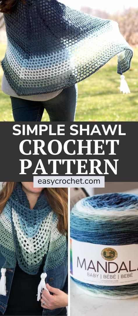 Double Crochet Shawl Pattern Free, Triangle Shawl Crochet Pattern Free, Granny Shawl, Prayer Shawl Crochet Pattern, Shawls Crochet, Crochet Triangle Shawl Pattern, Crochet Prayer Shawls, Granny Square Haken, Yarn Shawl