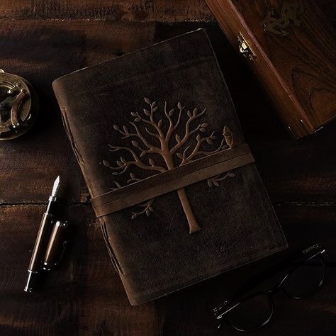 Tree Embossed leather print Journal With Deckle Edge Paper For Men And Women- Leather Sketchbook Vintage Antique Handmade Bound Journal  Product Details ➔ If you're looking for a quality leather journal crafted to last or a perfect gift for that special someone, you've hit the jackpot! Every journal we make is custom made to order and crafted with genuine full grain leather our exquisite Leather Journal Diaries with Deckle Edge Vintage Paper  and complete with stunning  designs on the cover Each diary is expertly handcrafted using high-quality leather, ensuring durability and longevity. ShreeHandcrafts journals feature deckle edge vintage paper.   ✦  Manufacturer : Shree Handcrafts ✦ Leather -Genuine  Leather (Best Quality) ✦ Soft Natural Handmade Leather  Cover ✦ Best Quality  lock closur Journal Diaries, Deckle Edge Paper, Vintage Leather Journals, Leather Sketchbook, Print Journal, Leather Bound Journal, Vintage Notebook, Journal Books, Coffee Wallpaper