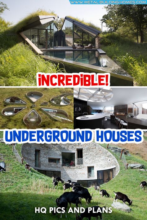 Incredible Underground Houses. If the towers and castles that are situated on top of the hills gave our ancestors a stunning aerial view, these remarkable underground houses also offer another peculiar dish on the architectural table that we can dig in and give a taste.  #metalhousing #metalhouse #Metalbuildinghomes #housingsolution #UndergroundHouses Ground House, Architectural Table, Barn With Loft, Underground Houses, Houses In Poland, Grass Roof, Old Stone Houses, Underground Homes, Earth Homes