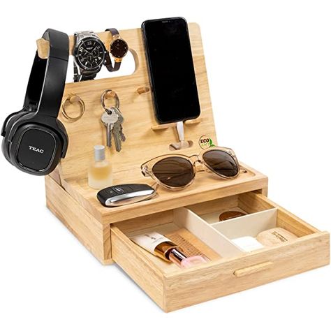 BarvA Wood Docking Station Tray Cell Phone Smartwatch Holder Men Charging Accessory Nightstand Father Mobile Base Gadget Organizer Dresser Wallet Storage Anniversary Birthday Graduation Gift : Amazon.ca: Electronics Bedside Table Organization, Man Desk, Wooden Phone Holder, Nightstand Organizer, Wood Docking Station, Wood Phone Stand, Phone Docking Station, Bedside Organizer, Wooden Docking Station