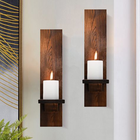 PRICES MAY VARY. Wall Sconce Candle Holder Set of 2- Wall Mounted Wooden Candle Holders Rustic Wall Décor Floating Shelves Candle Flowers Vase Wall Shelf Bathroom Bedroom Living Room Rustic Candle Wall Sconces, Retro Candle, Candle Shelf, Candle Projects, Farmhouse Candles, Wooden Candle Holder, Decorative Wall Sconces, Flameless Led Candles, Rustic Candle Holders