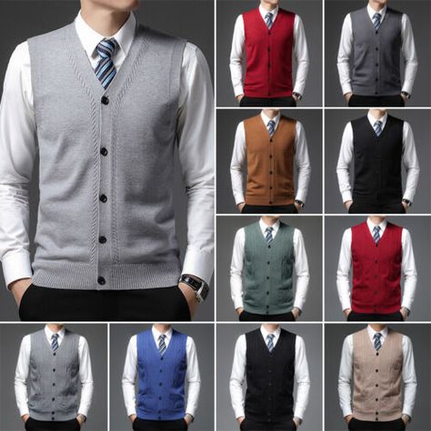 Cardigan Vest Outfit Men, Cardigan Vest Outfit, Sweater Vest Outfit Mens, Mens Sweater Vest, Vest Outfits Men, Knitted Sweater Vest, Sweater Vest Outfit, Sweat Vest, Sweater Vest Mens