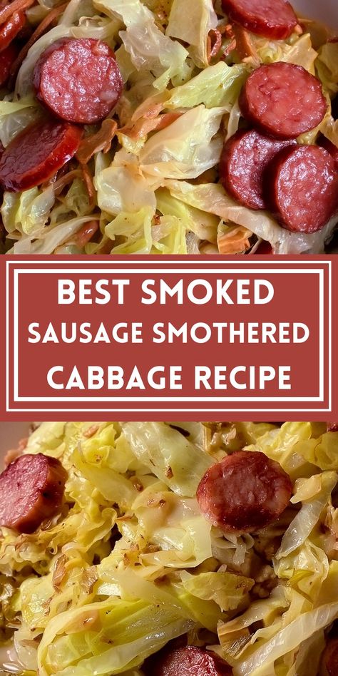 Smoked Sausage Smothered Cabbage Recipe a Smoked Sausage With Cabbage, Cabbage And Smoked Sausage Crockpot, Baked Cabbage And Sausage Recipes, Sausage With Cabbage Recipe, Cabbage And Sausage Recipe, Cabbage And Smoked Sausage Recipes, Smothered Cabbage And Sausage, Cabbage Smoked Sausage Recipes, Smoked Sausage And Cabbage Recipes