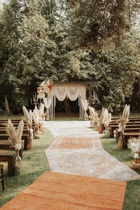 Boho Wedding ceremony: Beautiful Bohemian Wedding ceremony concepts You Will Love Check more at https://howcandothis.com/weddingideas/boho-wedding-ceremony-beautiful-bohemian-wedding-ceremony-concepts-you-will-love/ Boho Rustic Wedding Reception Decor, Rustic And Boho Wedding, Bohemian Romantic Wedding, Bohemian Wedding Aesthetic, Boho Outside Wedding, Boho Color Palette Wedding, Unique Wedding Arbor, Hippy Wedding Ideas, Boho Wedding Ideas Decoration