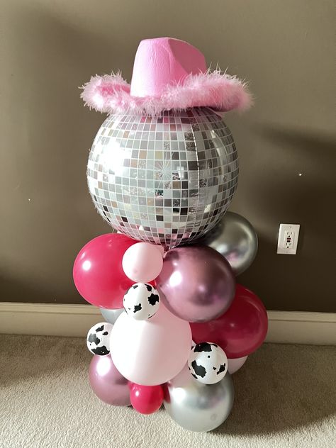 Pink Cowgirl Party Kids, Yee Haw Birthday Party, Disco Cowgirl 1st Birthday Outfit, Disco Cowgirl First Birthday Photoshoot, Pink Rodeo Theme Party, 30th Birthday Ideas For Women Cowgirl, 18th Birthday Party Cowgirl, Disco Cowgirl Second Birthday Party, Cowboy Disco Birthday Party