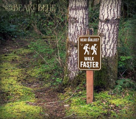 Creepy Signs, Funny Warning Signs, Funny Road Signs, Spooky Signs, Lake Dock, Funny Comic, Outdoor Signs, Camping And Hiking, Street Signs