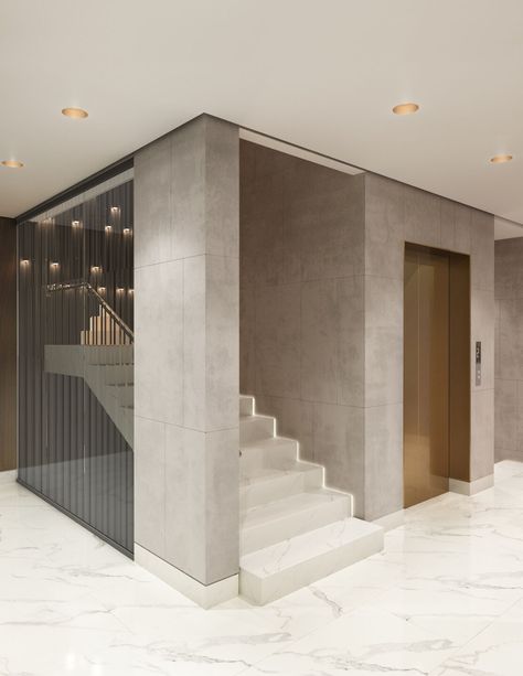 Tinted Glass Partition, Elevator Lobby Design, Architecture Structure, House Lift, Elevator Interior, Stairs Design Interior, Lobby Interior Design, Elevator Design, Riyadh Saudi Arabia