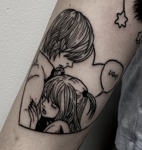 Misa Tattoo, Misa And Light, Light And Misa, Emo Tattoos, Cute Tats, Light Tattoo, Note Tattoo, Парные Тату, Spooky Tattoos