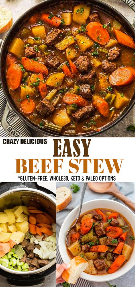 Beef Stew Stove, Gluten Free Beef Stew, Beef Stew Stove Top, Beef Stew Meat Recipes, Crockpot Beef Stew, Easy Beef Stew Recipe, Stew Crockpot, Instant Pot Beef Stew, Classic Beef Stew