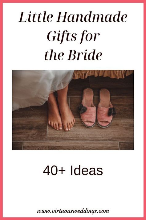 Need some ideas for smaller projects you can make for a personal bridal shower gift? Here are 40+ ideas for things you could make for the bride! | Virtuous Weddings | www.virtuousweddings.com | Christian wedding planning (and more!) for people who care about Biblical Christianity | Christian Bridal Shower Ideas, Bachelorette Crafts, Diy Bridal Shower Gifts, Gifts For The Bride, Christian Bride, Thoughtful Wedding Gifts, Bridal Shower Gifts For Bride, People Who Care, Christian Couples