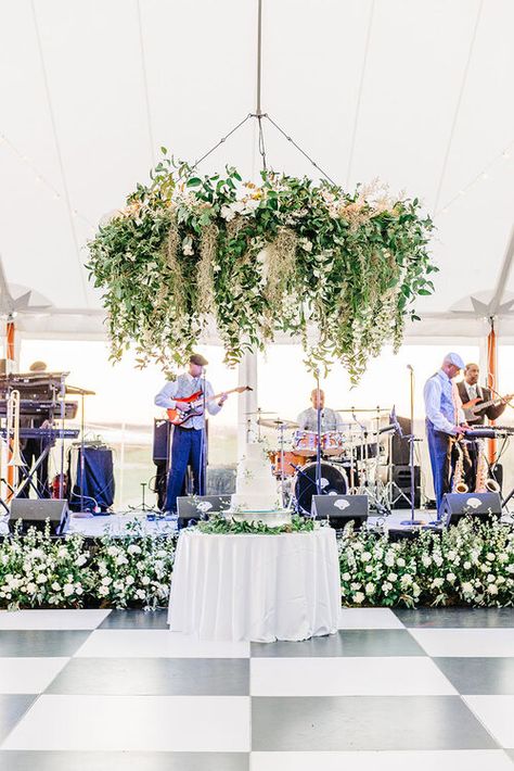 Floral Chandelier Over Dance Floor, Spanish Moss Wedding Decor, Spanish Moss Wedding, Peonies Wedding Decoration, Tented Wedding Reception, Moss Wedding, Peonies Wedding, Flower Trellis, Wedding Cake Pops