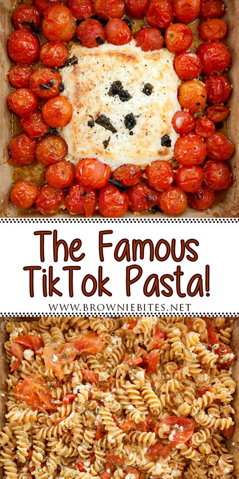 Easy Feta Tomato Pasta, Tick Tick Pasta, Feta Cheese Tomato Pasta Tiktok, Block Feta Tomato Pasta, Pasta Cheese Tomato Bake, Cherry Tomato Feta Cheese Pasta, Pasta Dish With Cherry Tomatoes, Fera Tomato Pasta, Cherry Tomato Baked Pasta