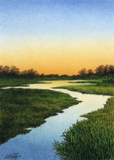 Landscaping Drawing, River Drawing, Landscape Drawing Easy, Landscape Design Drawings, Pastel Landscape, Drawing Paper, Pastel Pencils, Easy Drawings Sketches, Landscape Drawings