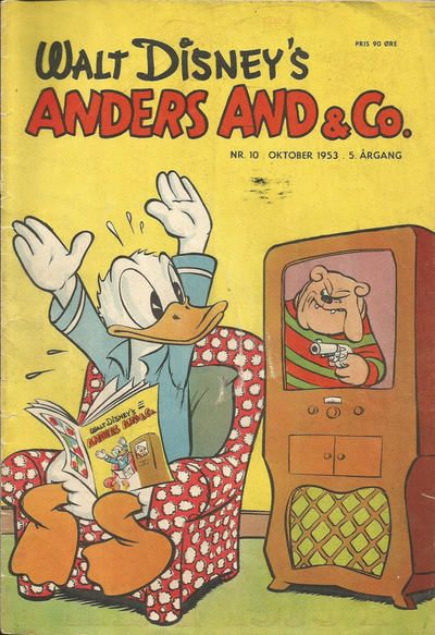 Cover for Anders And & Co. (Egmont, 1949 series) #10/1953 Donald Duck Comic, Kalle Anka, Cover Comic, Disney Poster, 1970s Cartoons, Disney Comics, Winged Dragon, Dell Comic, Old Comic Books