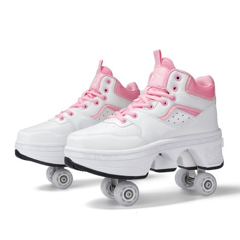 Kids Roller Skates Shoes 4 Wheels Child 2 In 1 Deformation Removable Retractable Pulley Slide Roller Shoes, Inline Skates, Inline Skating, Pink Moon, Children Shoes, Roller Skate, Roller Skates, Parkour, Kids Sports