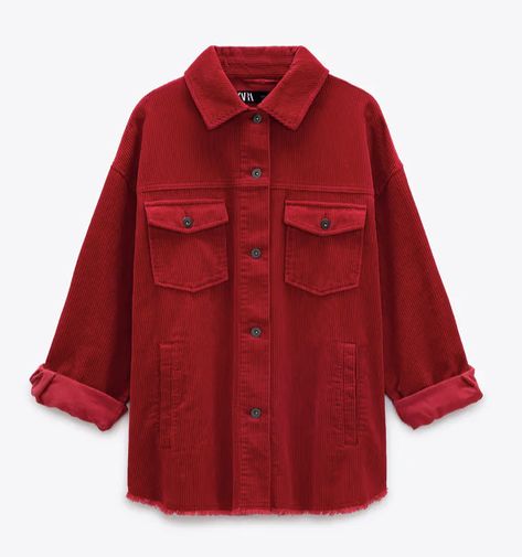 Red $59.90 Disney Christmas Outfits, Red Corduroy Jacket, Corduroy Overshirt, Fitted Jean Jacket, Festival Jacket, Cool Looks, Hair Red, Flannel Jacket, Tweed Coat