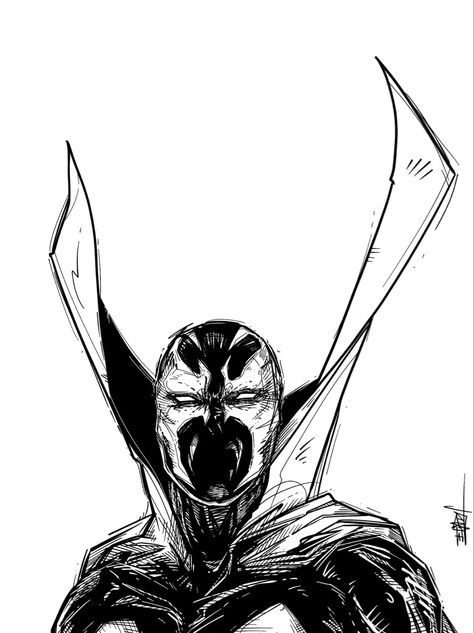 Spawn Drawing Sketch, Comic Drawing Sketches, Drawing Ideas Comic, Spawn Comic Art, Aura Drawings, Spawn Drawing, Spawn Sketch, Black And White Comic Art, Comics Example