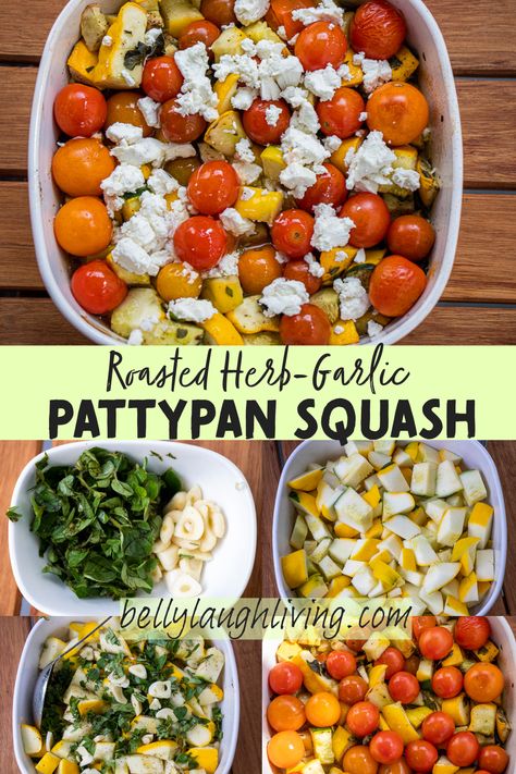 Oven Roasted Herb Garlic Patty Pan Squash has a delicate, buttery flavor seasoned with fresh oregano and garlic topped with tomatoes and cheese. Patty Pan Squash And Zucchini, Recipes With Patty Pan Squash, How To Cook A Patty Pan Squash, Bush Scallop Squash Recipe, Vegan Patty Pan Squash Recipe, Party Pan Squash Recipe, Patty Pan Recipes Pattypan Squash, Patty Squash Recipe, Pattypan Recipes