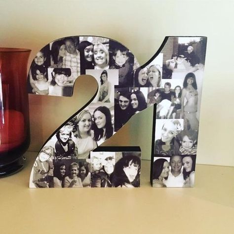 Freestanding Double Photo Number Photo Collage Birthday - Etsy Number Photo Collage, 21st Birthday Themes, 21st Birthday Girl, 80th Birthday Decorations, 21st Bday Ideas, Birthday Photo Collage, Collage Foto, Collage Gift, 21st Birthday Decorations