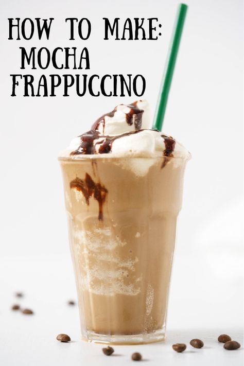 Mocha Frappuccino Starbucks, Frappachino Recipe, Mocha Frappuccino Recipe, Mocha Frappe Recipe, Frozen Coffee Drinks, Homemade Mocha, Cherry Mocha, Frappuccino Starbucks, Drinks Starbucks