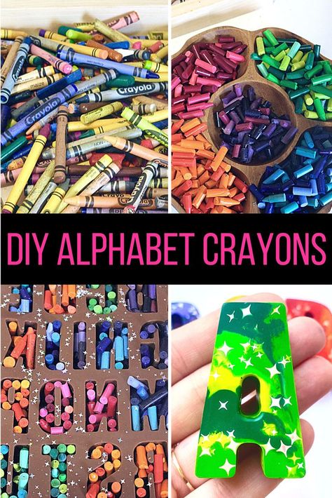 Alphabet Crayons, Melted Crayon Crafts, Alphabet Party, Crayon Letter, Making Crayons, Crayon Gifts, Diy Crayons, Crayon Crafts, Summer Activity