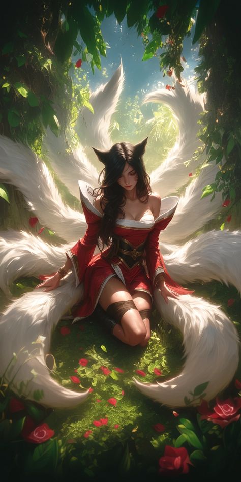 Created with Midjourney Ai #Character #Fantasy #Anime #cartoon #cyberpunk #sci-fi League Of Legends Artwork, League Of Legends Phone Wallpaper, Anivia League Of Legends, League Of Legends Ahri, League Of Legends Personajes, Ahri League Of Legends, Ahri Wallpaper, Ahri Lol, Ahri League