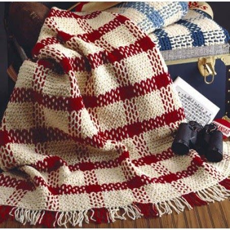 Easy to crochet plaid afghan pattern and blankets to crochet using two strands of yarn. Motivi Afgani, Game Crochet, Motifs Afghans, Plaid Crochet, Plaid Blankets, Afghans Crochet, Crocheted Blanket, Crochet Afgans, Crochet For Beginners Blanket