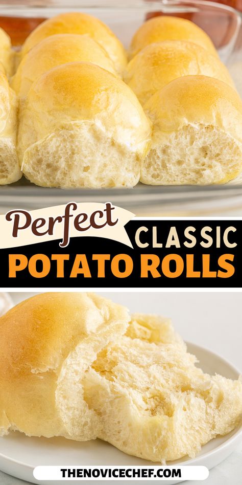 Homemade Potato Rolls are sure to please! These soft, fluffy rolls are impossibly light and buttery, perfect for any occasion. Easy Yeast Rolls Recipe, Homemade Potato Bread, Potato Bread Rolls, Potato Roll Recipe, Potato Dinner Rolls, Crackers Homemade, Potato Rolls Recipe, Fluffy Rolls, Nice Buns