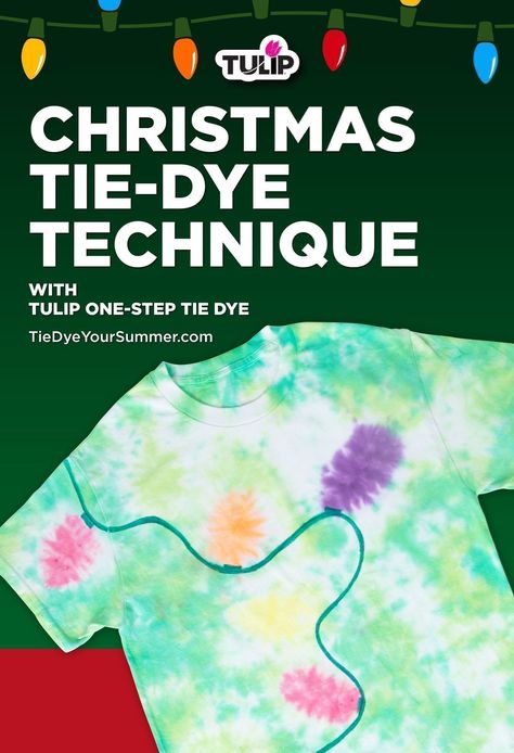 Christmas Tie-Dye Technique Basic Tie Dye Patterns, Christmas Tie Dye Patterns, Holiday Tie Dye, Christmas Tie Dye Shirts Diy, Tie Dye Christmas Shirts, Tie Dye Techniques Pattern, Tie Dye Instructions, Christmas Tie Dye, Modern Tie Dye