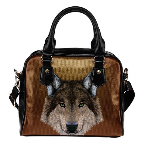 Gray Wolf Ladies Leather Shoulder Bag Wolf Husky, Gray Wolf, Couple Necklaces, Leather Shoulder Handbags, Grey Wolf, Black Wolf, Leather Projects, Leather Handbag, Wolves