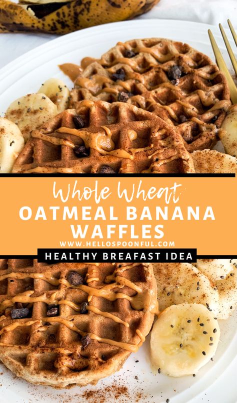 Banana Waffles Easy, Banana Waffles Healthy, Banana Waffle Recipe, Waffle Recipe Healthy, Oatmeal Waffles, Waffle Breakfast, Breakfast For Two, Easy Waffle Recipe, Waffle Iron Recipes