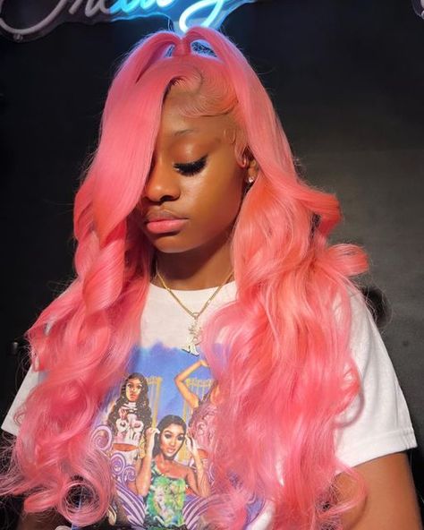 Pink Lace Wig, Pink Wigs, Teenage Hairstyles, Frontal Wig Hairstyles, Birthday Hairstyles, Quick Weave Hairstyles, Frontal Hairstyles, Hair Color Pink, Hair Ponytail Styles