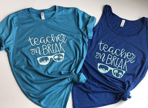 Teacher Shirt Teacher on Break Spring Break T-Shirt Summer Break Teacher Gift - Teacher Shirts - Ideas of Teacher Shirts #teachershirts #teacher #shirts -   All orders placed after Monday March 26th will not ship until Monday April 9th. Thank you so much for understanding. Any questions- feel free to message me! Teacher on Break T-Shirt Perfect shirt for any teacher on spring break or summer break! The design was hand-lettered Teacher Clothing, T Shirt Dresses, Summer Teacher Outfits, Teacher Summer, Teacher Clothes, Teaching Shirts, Stylish Eve, Teacher Svg, Vinyl Shirts