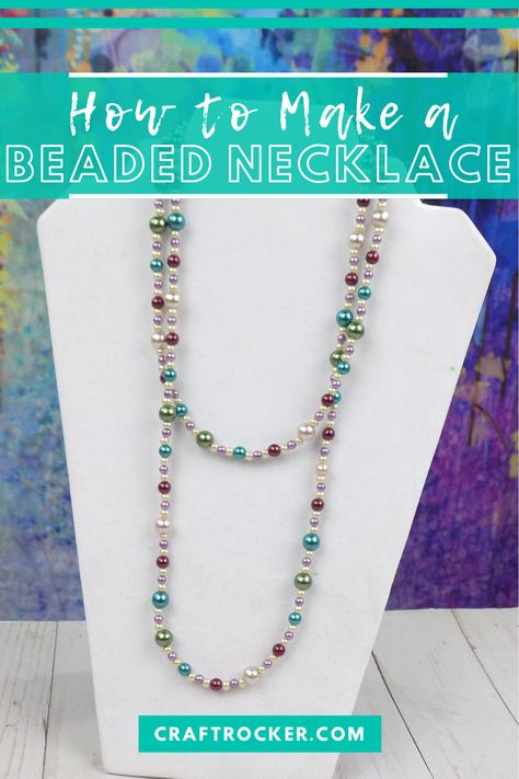 Stretch Necklaces Diy, How To Make Long Necklaces Diy, Diy Long Beaded Necklaces, How To Make Layered Necklaces Diy, How To Make Jewelry For Beginners Step By Step, Necklaces Handmade Ideas, Homemade Necklace Ideas Jewelry Making, Easy Beaded Necklace, Simple Beaded Necklace Ideas